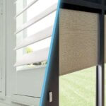 A comparison photo of shutters and shades side by side